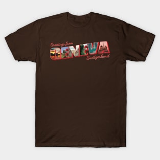 Greetings from Geneva in Switzerland Vintage style retro souvenir T-Shirt